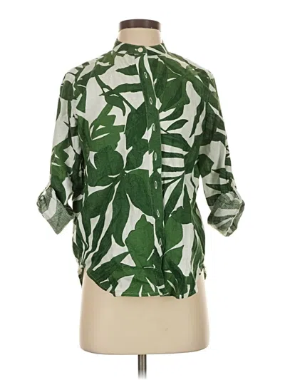 Pre-owned Ann Taylor Short Sleeve Blouse In Green