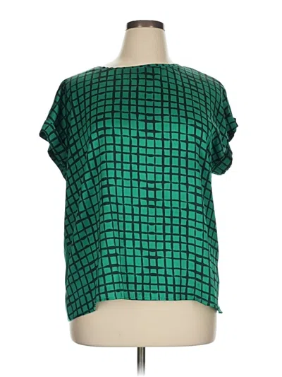 Pre-owned Ann Taylor Short Sleeve Blouse In Green
