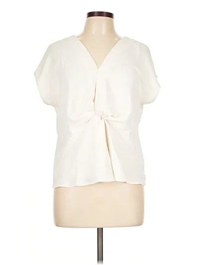 Pre-owned Ann Taylor Short Sleeve Blouse In Ivory