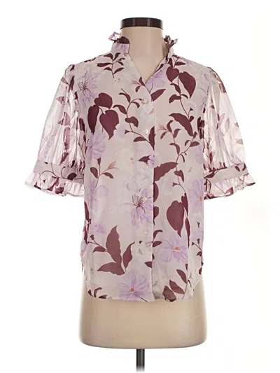 Ann Taylor Short Sleeve Blouse In Multi