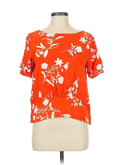 Pre-owned Ann Taylor Short Sleeve Blouse In Orange