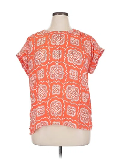 Pre-owned Ann Taylor Short Sleeve Blouse In Orange