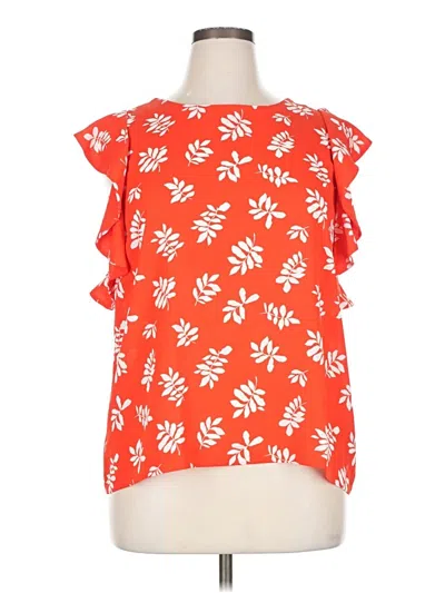 Pre-owned Ann Taylor Short Sleeve Blouse In Orange