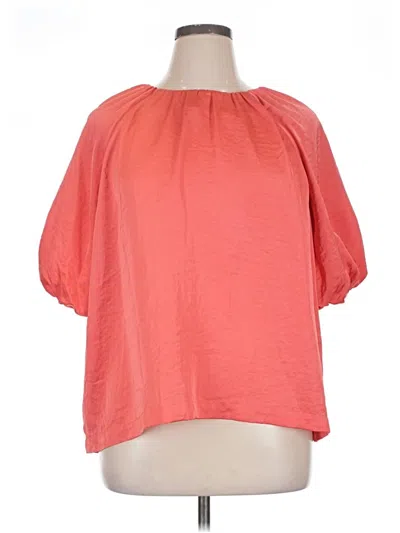 Pre-owned Ann Taylor Short Sleeve Blouse In Orange
