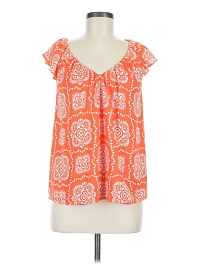 Pre-owned Ann Taylor Short Sleeve Blouse In Orange