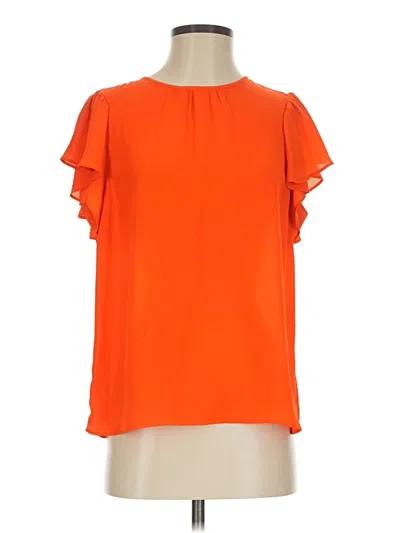 Pre-owned Ann Taylor Short Sleeve Blouse In Orange