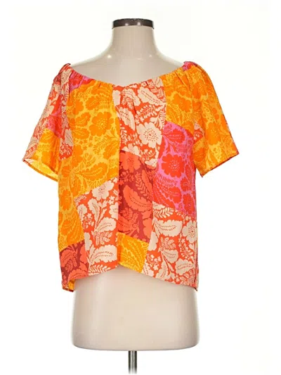Pre-owned Ann Taylor Short Sleeve Blouse In Orange