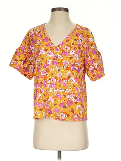 Pre-owned Ann Taylor Short Sleeve Blouse In Orange