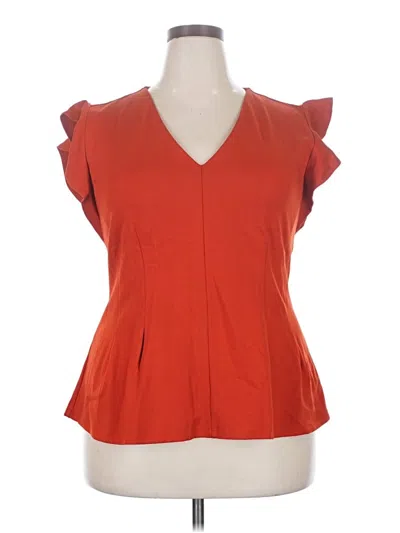 Ann Taylor Short Sleeve Blouse In Orange