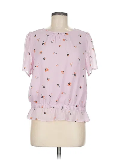 Pre-owned Ann Taylor Short Sleeve Blouse In Pink