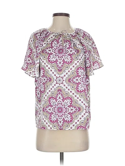 Pre-owned Ann Taylor Short Sleeve Blouse In Pink