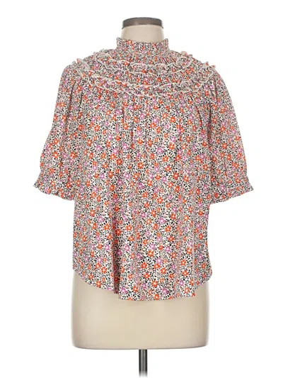Pre-owned Ann Taylor Short Sleeve Blouse In Pink
