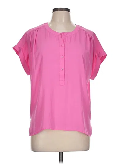 Pre-owned Ann Taylor Short Sleeve Blouse In Pink