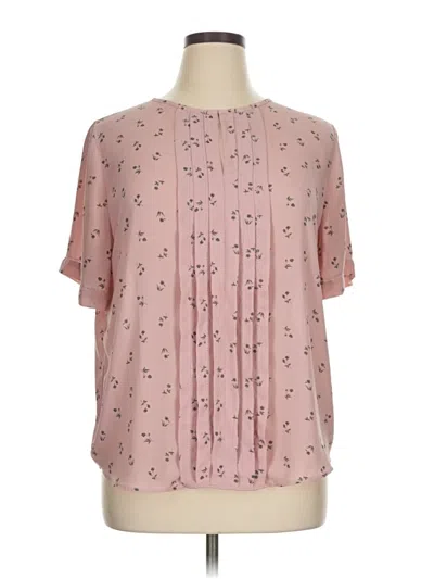 Pre-owned Ann Taylor Short Sleeve Blouse In Pink