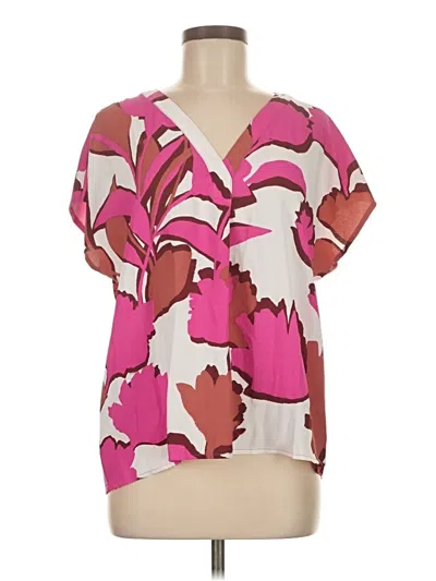 Pre-owned Ann Taylor Short Sleeve Blouse In Pink
