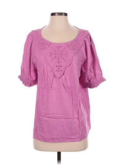 Pre-owned Ann Taylor Short Sleeve Blouse In Pink