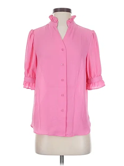 Pre-owned Ann Taylor Short Sleeve Blouse In Pink