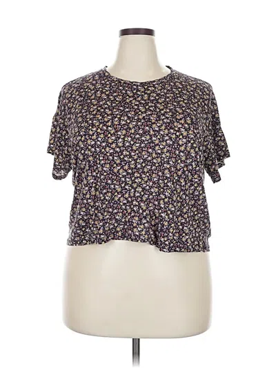 Pre-owned Ann Taylor Short Sleeve Blouse In Purple