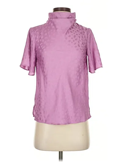 Pre-owned Ann Taylor Short Sleeve Blouse In Purple