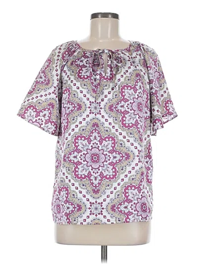 Pre-owned Ann Taylor Short Sleeve Blouse In Purple
