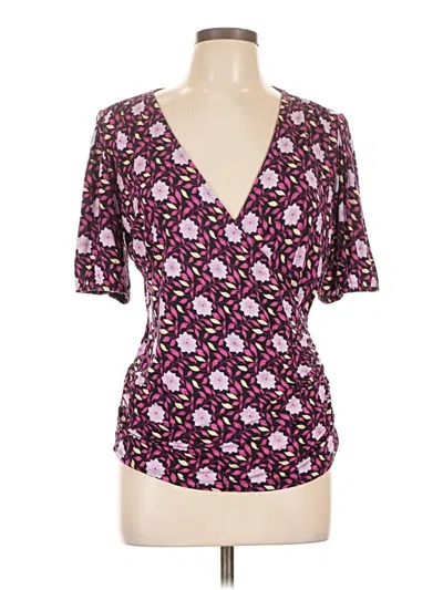 Pre-owned Ann Taylor Short Sleeve Blouse In Purple