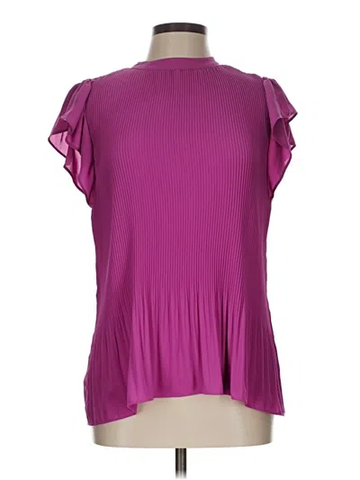 Pre-owned Ann Taylor Short Sleeve Blouse In Purple