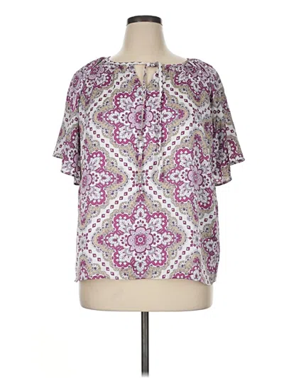 Pre-owned Ann Taylor Short Sleeve Blouse In Purple