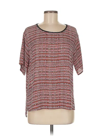 Pre-owned Ann Taylor Short Sleeve Blouse In Red