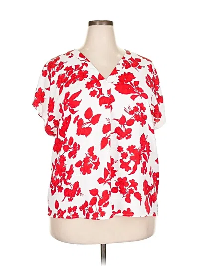 Pre-owned Ann Taylor Short Sleeve Blouse In Red