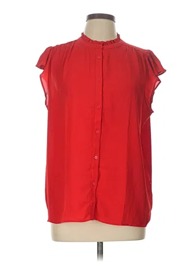 Pre-owned Ann Taylor Short Sleeve Blouse In Red