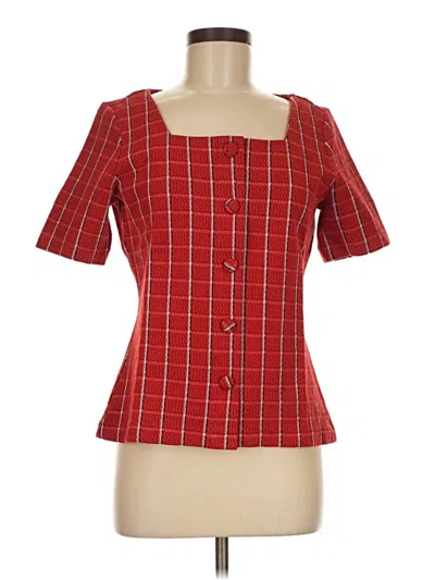 Pre-owned Ann Taylor Short Sleeve Blouse In Red
