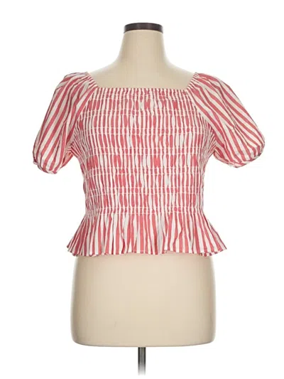 Pre-owned Ann Taylor Short Sleeve Blouse In Red