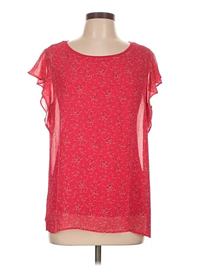 Pre-owned Ann Taylor Short Sleeve Blouse In Red