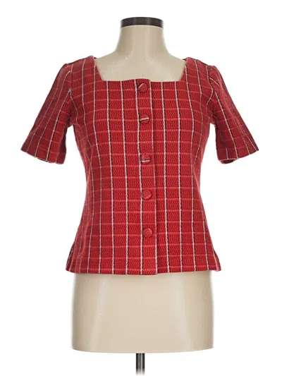 Pre-owned Ann Taylor Short Sleeve Blouse In Red