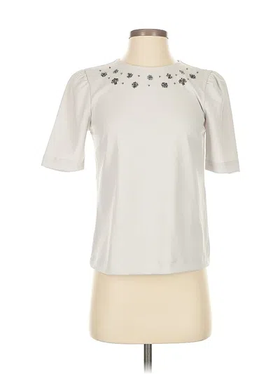 Pre-owned Ann Taylor Short Sleeve Blouse In Silver