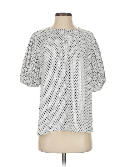 Pre-owned Ann Taylor Short Sleeve Blouse In Silver