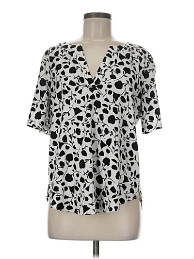 Pre-owned Ann Taylor Short Sleeve Blouse In Silver