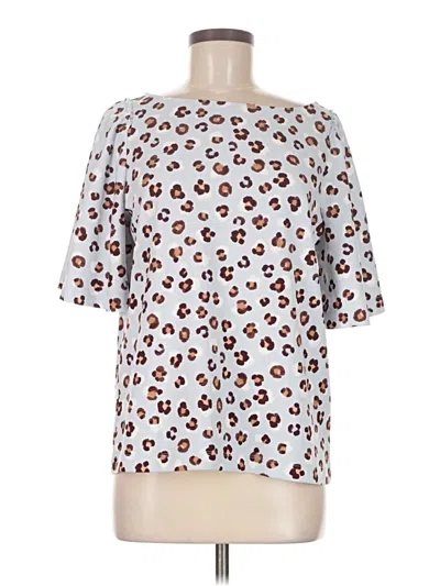 Pre-owned Ann Taylor Short Sleeve Blouse In Silver