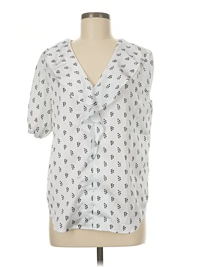 Pre-owned Ann Taylor Short Sleeve Blouse In Silver