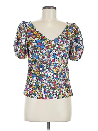 Pre-owned Ann Taylor Short Sleeve Blouse In Silver