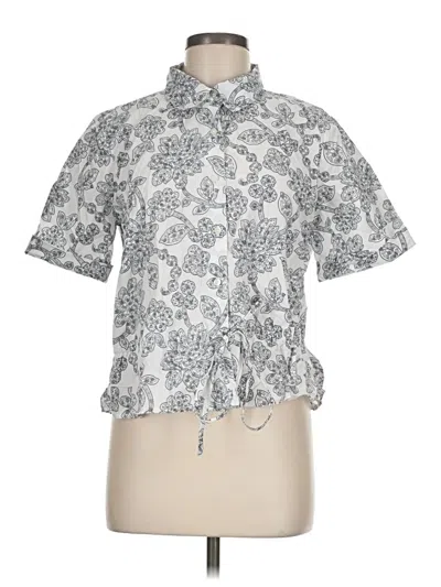 Pre-owned Ann Taylor Short Sleeve Blouse In Silver