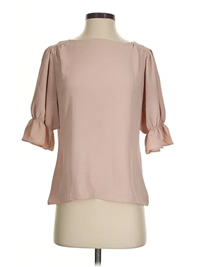 Pre-owned Ann Taylor Short Sleeve Blouse In Tan