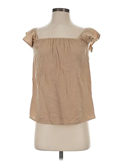 Pre-owned Ann Taylor Short Sleeve Blouse In Tan