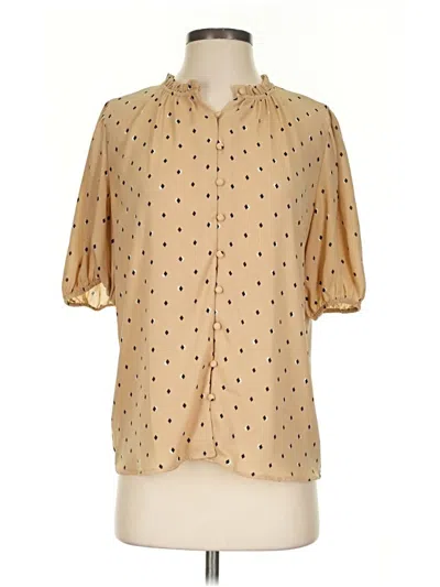 Pre-owned Ann Taylor Short Sleeve Blouse In Tan