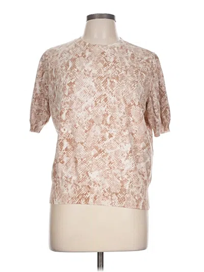 Pre-owned Ann Taylor Short Sleeve Blouse In Tan