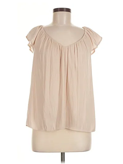 Ann Taylor Short Sleeve Blouse In Tan