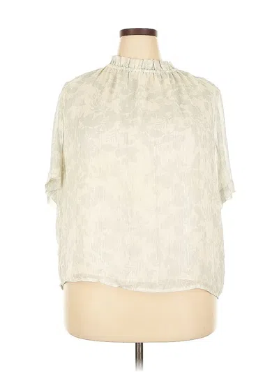 Pre-owned Ann Taylor Short Sleeve Blouse In White