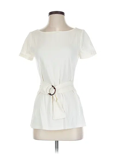 Pre-owned Ann Taylor Short Sleeve Blouse In White