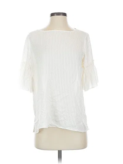 Pre-owned Ann Taylor Short Sleeve Blouse In White