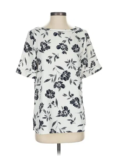 Pre-owned Ann Taylor Short Sleeve Blouse In White